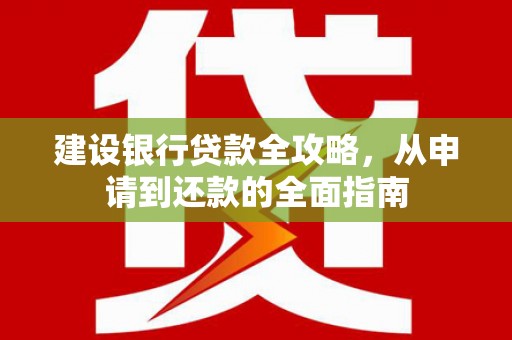 武义建设银行贷款全攻略，从申请到还款的全面指南