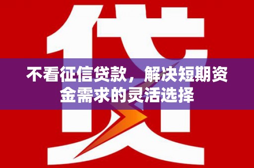 武义不看征信贷款，解决短期资金需求的灵活选择