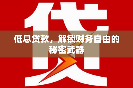 武义低息贷款，解锁财务自由的秘密武器