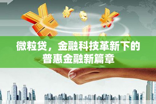 武义微粒贷，金融科技革新下的普惠金融新篇章