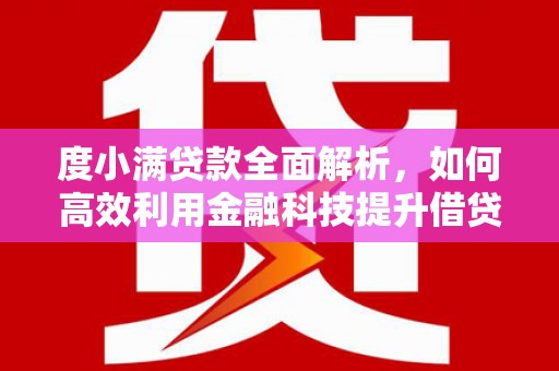 武义度小满贷款全面解析，如何高效利用金融科技提升借贷体验
