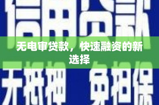 武义无电审贷款，快速融资的新选择