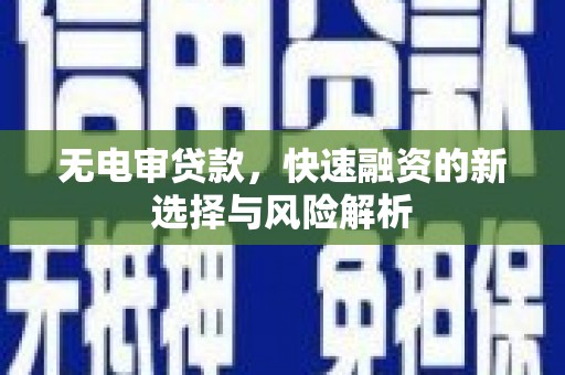武义无电审贷款，快速融资的新选择与风险解析