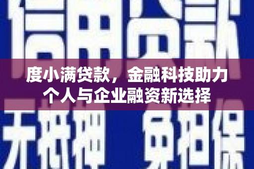 武义度小满贷款，金融科技助力个人与企业融资新选择