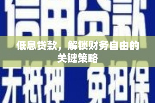 武义低息贷款，解锁财务自由的关键策略