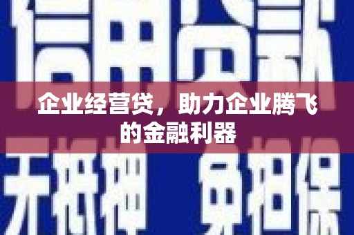 武义企业经营贷，助力企业腾飞的金融利器