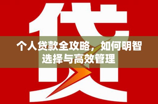 武义个人贷款全攻略，如何明智选择与高效管理