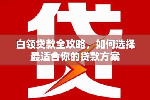 武义白领贷款全攻略，如何选择最适合你的贷款方案