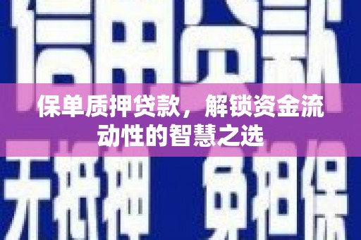 武义保单质押贷款，解锁资金流动性的智慧之选